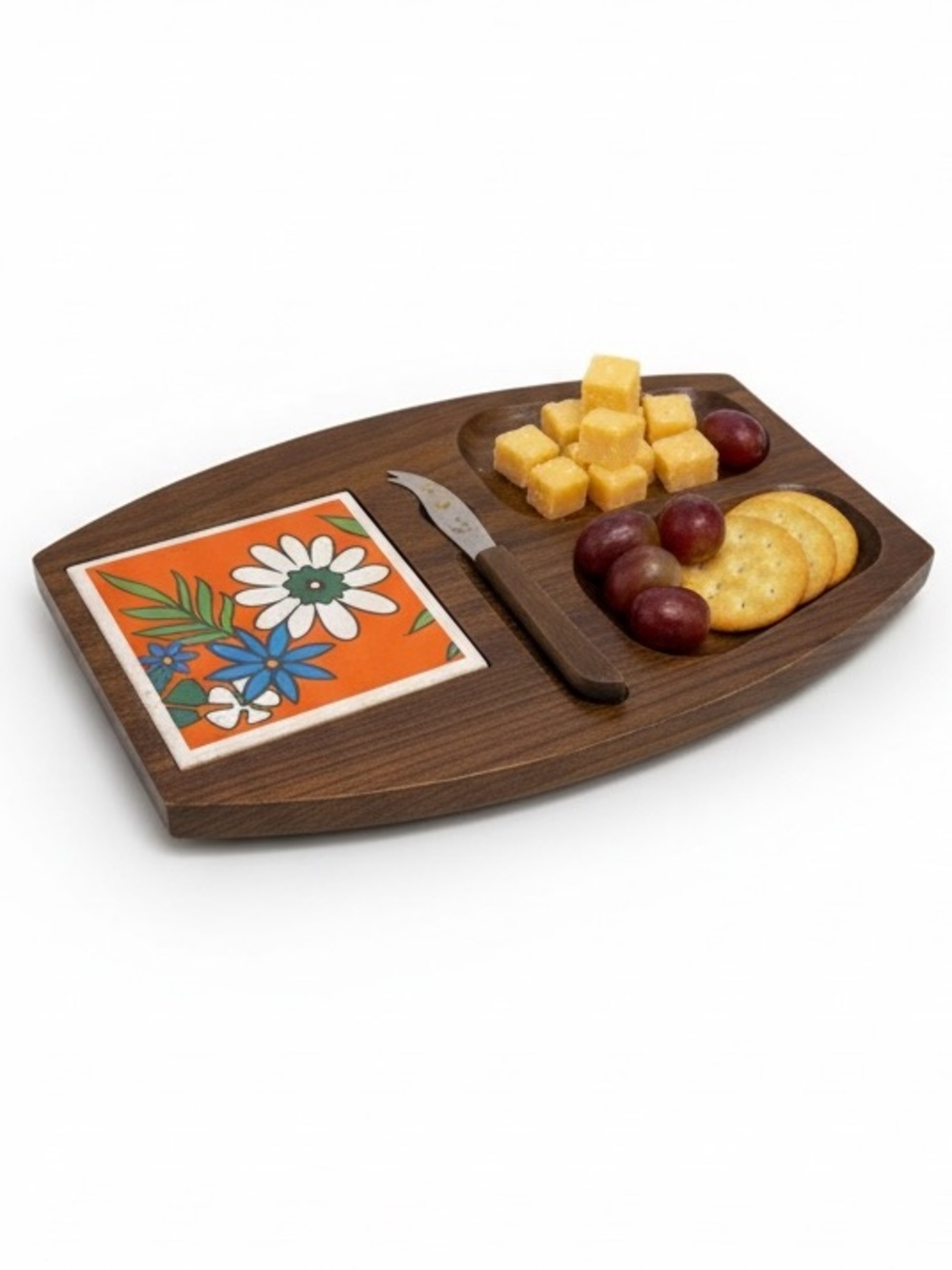Vintage 60’s / 70’s Hostess Cheese Tray & Knife Set